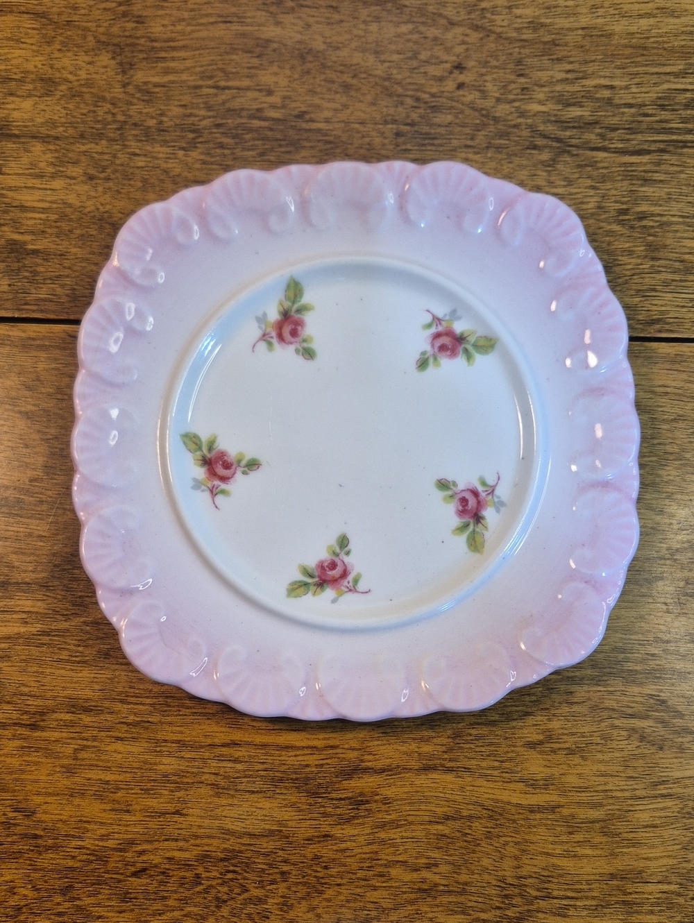 ROYAL STAFFORD Vintage Bone China Pink Scalloped Rose Accent Plate Trinket Plate - Picture 2 of 10